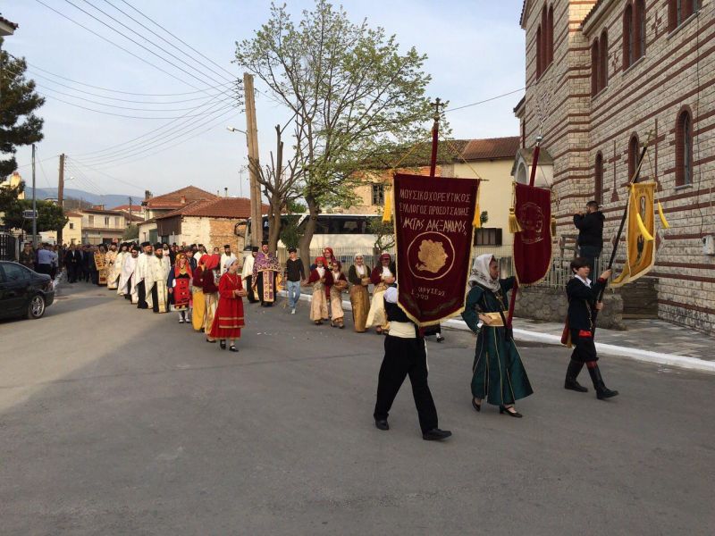 Ὑποδοχή τοῦ ἱεροῦ ἀντιγράφου τῆς θαυματουργοῦ εἰκόνος τῆς Παναγίας Πορταϊτίσσης ἀπό τήν ἱερά Μονή Ἰβήρων Ἁγίου Ὄρους στήν Προσοτσάνη  